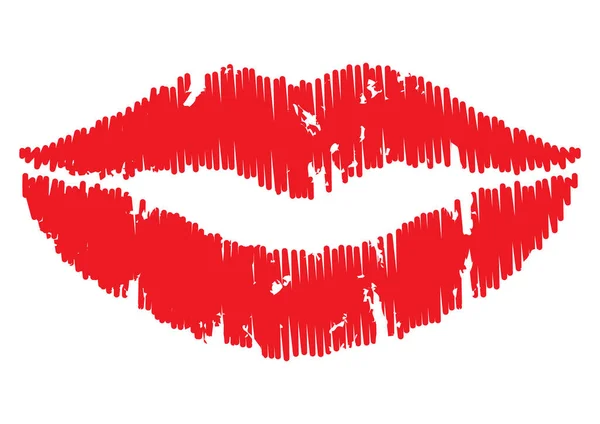 Labios Rojos Retro Vintage Ilustración Vectorial Labios Besadores Concepto Para — Vector de stock