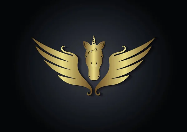 Ilustração Vetor Mockup Pegasus Luxo Dourado Projeto Mockup Pegasus Dourado — Vetor de Stock