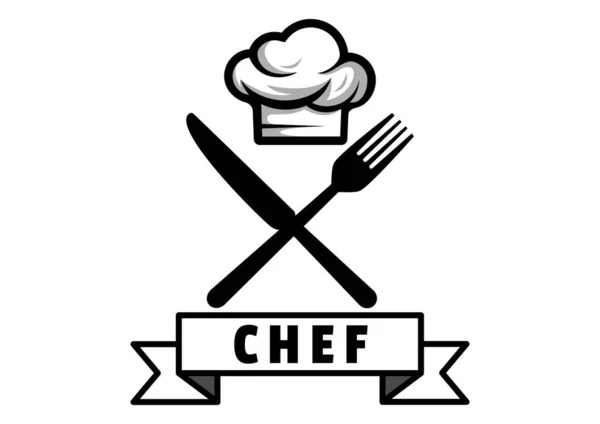 黑白厨师标识矢量插图 — 图库矢量图片
