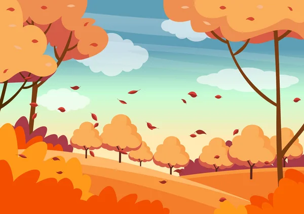 Beautiful Autumn Season Landscape Background — Stock Vector