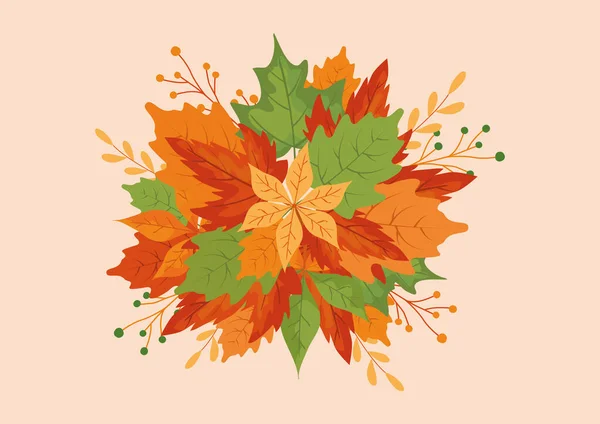 Autumn Fallen Leaves Decoration Background — Stock Vector