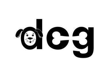 Beyaz arkaplanda siyah beyaz köpek logosu harfleri var.
