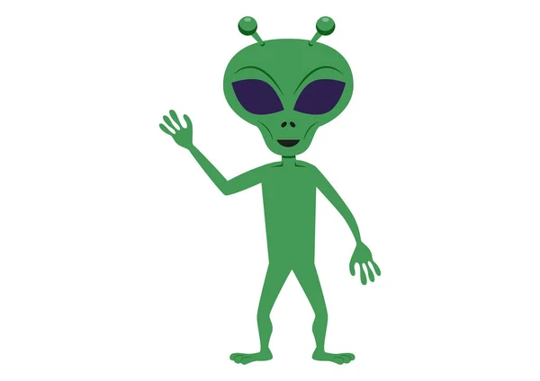 Alien Vert Dessin Animé Illustration Vectorielle Extraterrestres Isolés Sur Fond — Image vectorielle