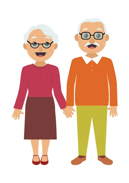 Happy Grandparents Family Cartoon Characters — Stock Vector