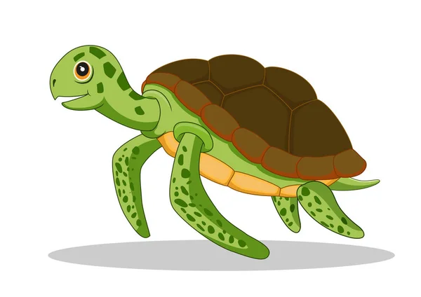 Cartoon Turtle Isolated White Background — Stock Vector