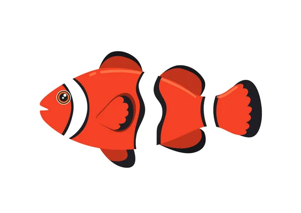 Tecknad Apelsinfisk Platt Stil Vektor Illustration Havsfisk Isolerad Vit Bakgrund — Stock vektor
