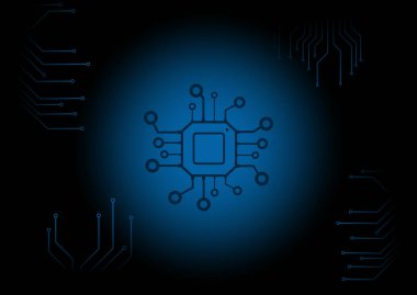 Dijital devreleri olan bir çip. Yapay zekanın vektör illüstrasyonu