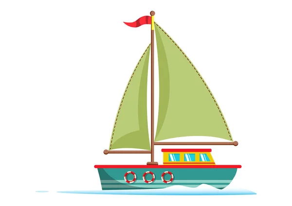 Лодка Clipart Плоском Стиле Изолирована Белом Фоне Векторная Иллюстрация — стоковый вектор