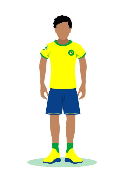 Vektorová Ilustrace Brazilského Fotbalisty Izolovaného Bílém Pozadí — Stockový vektor