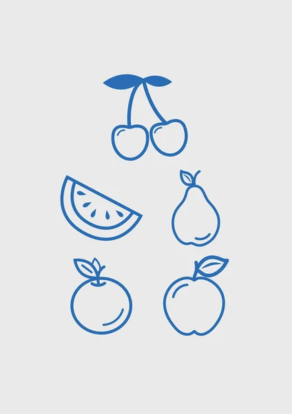 Conjunto Frutas Vector Icono — Archivo Imágenes Vectoriales