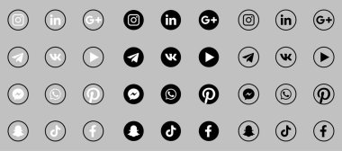 Siyah ve Beyaz Sosyal Medya Simgeleri