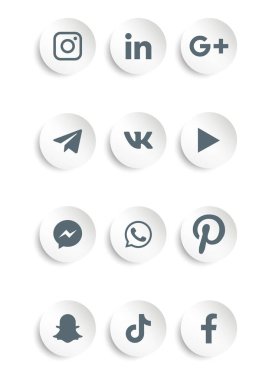 Modern Sosyal Medya Simge Vektör İllüstrasyonu. Web ve Mobil Düğmeler