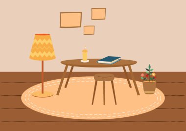 Hygge oda dekorasyon vektör çizimi