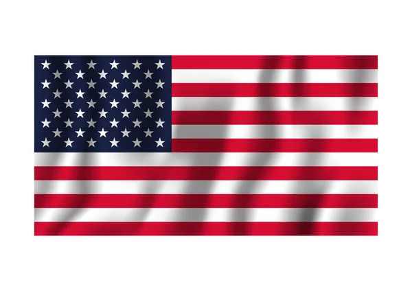 Realistic American Flag Isolated White Background Vector Illustration — Stock Vector