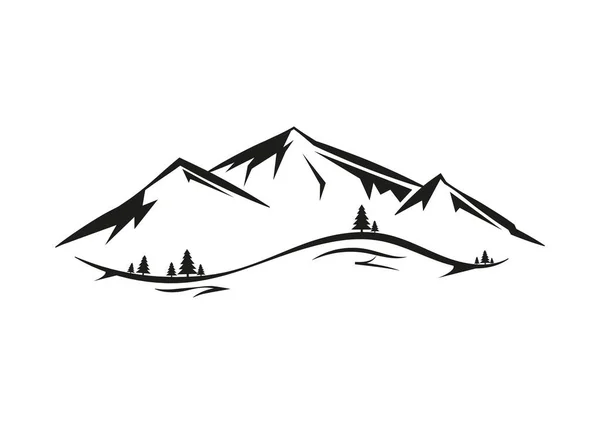Mountain Panorama View Icoon Vlakke Stijl Vector Illustratie — Stockvector