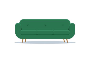 Düz stil vektörlü modern yeşil kanepe