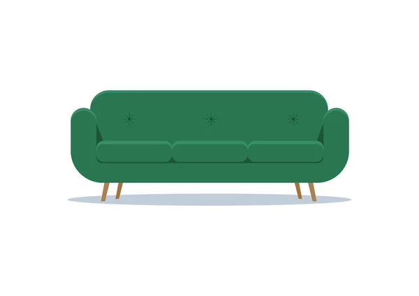 Modernes Grünes Sofa Flachen Stil Vektor — Stockvektor