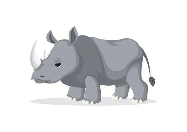 Clipart Neushoorn Vector Geïsoleerd Witte Achtergrond — Stockvector