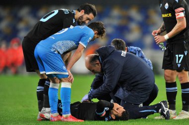 Napoli ile Lazio arasında oynanan İtalyan Serie A şampiyonası maçında Napoli 4, Lazio 0, Napoli 'deki Diego Armando Maradona Stadyumu' nda oynandı. Napoli, İtalya, 28 Kasım 2021. 