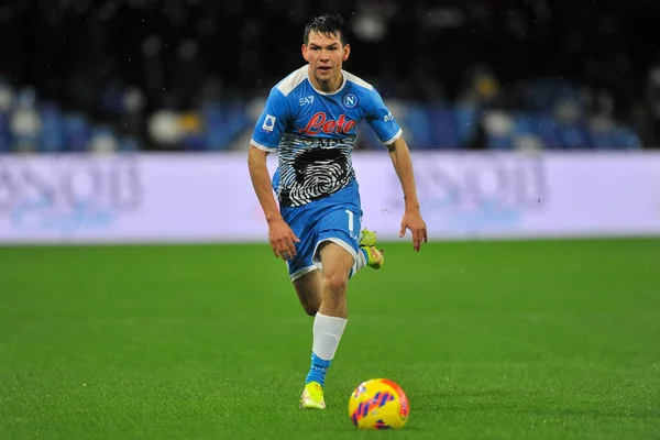 Jogador Lozano Hirving Napoli Durante Jogo Campeonato Série Italiana Entre — Fotografia de Stock