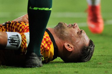 Benevento 'lu Gaetano Letizia oyuncusu, Benevento ile Lecce arasındaki İtalya Serie B şampiyonluğu maçında Ciro Vigorito Stadyumu' nda oynanan 0-0 'lık final maçında oynadı. Benevento, İtalya, 10 Eylül 2021. 