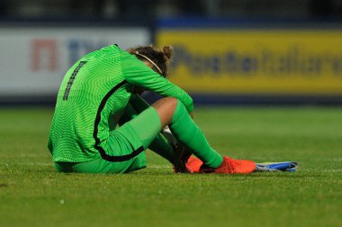 Hırvat Doris Baciç, İtalya ile Hırvatistan arasında oynanan 2023 Dünya Kupası ön eleme maçında Castel Di Sangro 'daki Teofilo Patini Stadyumu' nda oynanan maçın sonucu 3-0 oldu. Castel di sangro, İtalya, 22 Ekim 2021. 