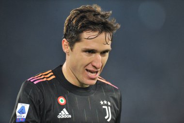 Juventus 'lu Federico Chiesa oyuncusu, Lazio ile Juventus arasındaki İtalyan SerieA şampiyonluğu maçında, final maçı 0-2, Roma Olimpiyat Stadyumu' nda oynandı. Roma, İtalya, 20 Kasım 2021. 