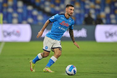 Napoli 'li Matteo Politano oyuncusu, Napoli ile Cagliari arasındaki İtalya SerieA ligi maçında Diego Armando Maradona Stadyumu' nda oynanan final maçı 2-0 'dır. Napoli, İtalya, 26 Eylül 2021. 