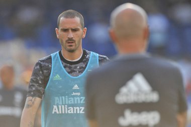 Juventus 'lu Leonardo Bonucci, Napoli ile Juventus arasındaki İtalyan SerieA ligi maçında Diego Armando Maradona Stadyumu' nda oynanan maçın son maçı 2-1 'dir. Napoli, İtalya, 11 Eylül 2021.