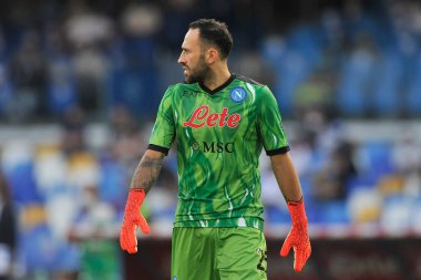 Napoli 'den David Ospina, Napoli ile Juventus arasındaki İtalyan SerieA ligi maçında, final maçı 2-1, Diego Armando Maradona Stadyumu' nda oynandı. Napoli, İtalya, 11 Eylül 2021.