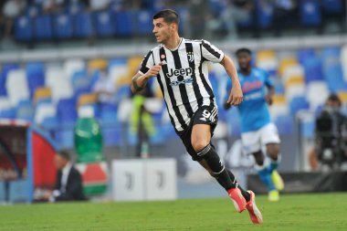 Juventus 'lu Alvaro Morata, Napoli ile Juventus arasındaki İtalyan SerieA ligi maçında Diego Armando Maradona Stadyumu' nda oynanan maçın son maçı 2-1 'dir. Napoli, İtalya, 11 Eylül 2021. 