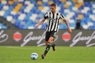 Juventus 'lu Mattia De Sciglio, Napoli ile Juventus arasındaki İtalya SerieA Ligi maçında Diego Armando Maradona Stadyumu' nda oynanan maçın son maçı 2-1 'dir. Napoli, İtalya, 11 Eylül 2021. 