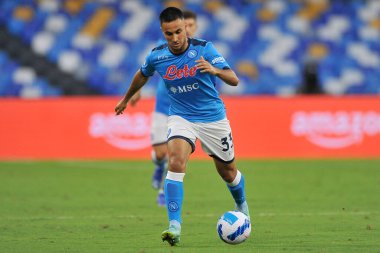 Napoli 'li Adam Ounas, Napoli ile Juventus arasındaki İtalya SerieA Ligi maçında Diego Armando Maradona Stadyumu' nda oynanan maçın son maçı 2-1 'dir. Napoli, İtalya, 11 Eylül 2021. 
