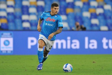 Napoli 'den Giovanni Di Lorenzo, Napoli ile Juventus arasındaki İtalya SerieA ligi maçında Diego Armando Maradona Stadyumu' nda oynanan maçın son maçı 2-1 'dir. Napoli, İtalya, 11 Eylül 2021. 