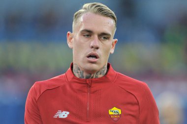 Roma 'nın Rick Karsdorp oyuncusu, Roma' daki Olimpiyat Stadyumu 'nda oynanan İtalya Serie A finalinde Roma ile Napoli arasındaki final maçının 0-0' lık final maçı sırasında,.