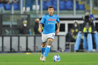 Napoli 'li Giovanni Di Lorenzo, Roma' nın Napoli Olimpiyat Stadyumu 'nda oynanan İtalya Serie A final maçında Roma ile Napoli arasındaki 0-0' lık final maçında oynadı..