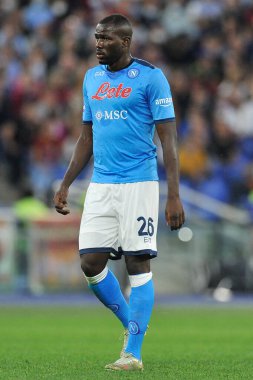 Napoli 'nin Kalidou Koulibaly oyuncusu, İtalya Serie A' nın Roma 'daki Olimpiyat Stadyumu' nda oynanan Roma-Napoli final maçı 0-0 'lık final karşılaşması karşılaşmasında.