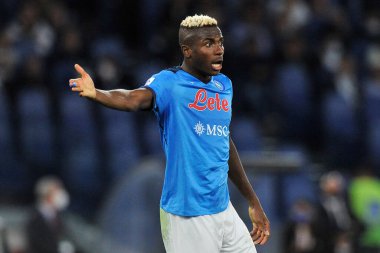 Napoli 'li Victor Osimhen, Roma' nın Napoli Olimpiyat Stadyumu 'nda oynanan İtalya Serie A final maçında Roma ile Napoli arasındaki 0-0' lık final maçında oynadı..