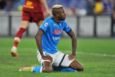Napoli 'li Victor Osimhen, Roma' nın Napoli Olimpiyat Stadyumu 'nda oynanan İtalya Serie A final maçında Roma ile Napoli arasındaki 0-0' lık final maçında oynadı..