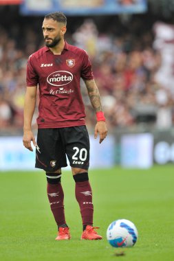 Salernitana 'nın Grigoris Kastanos oyuncusu, Salernitana ile Salernitana arasında oynanan İtalya Serie A şampiyonası final maçı 2-4, Salerno' daki Aerechi Stadyumu 'nda oynandı..