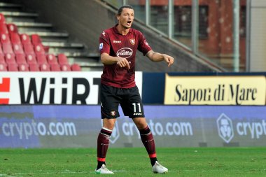 Salernitana 'lı Milan Curiç, Salernitana ile Cenova arasında oynanan İtalya SerieA şampiyonası maçında Salerno' daki Arechi Stadyumu 'nda oynanan final maçı 1-0 oldu. Salerno, İtalya, 02 Eylül 2021. 