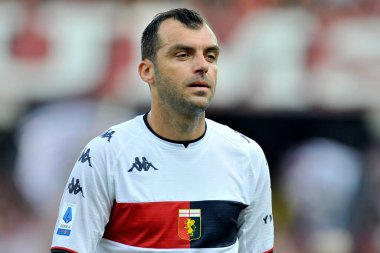 Cenova 'nın Goran Pandev oyuncusu, Salernitana ile Cenova arasındaki İtalya SerieA şampiyonası maçında Salerno' daki Arechi Stadyumu 'nda oynanan final maçı 1-0 oldu. Salerno, İtalya, 02 Eylül 2021.