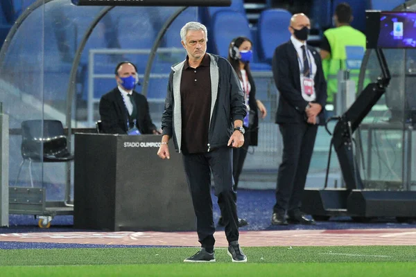 Jos Mourinho選手ローマ イタリアのセリエAの試合中ローマ対ナポリの決勝結果0 0の間のチャンピオンシップは ローマのオリンピックスタジアムで行われた試合 — ストック写真