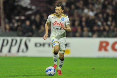 Napoli 'nin Mario Rui oyuncusu, Salernitana ile Napoli arasındaki İtalya Serie A şampiyonluğu maçında Salerno' daki Arechi Stadyumu 'nda oynanan final maçı 1-0' dır. Salerno, İtalya, 31 Ekim 2021. 