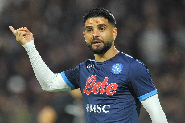 Napoli 'li Lorenzo Insigne, Salernitana ve Napoli arasındaki İtalya Serie A şampiyonası maçında Salerno' daki Arechi Stadyumu 'nda oynanan final maçı 1-0' dır. Salerno, İtalya, 31 Ekim 2021.