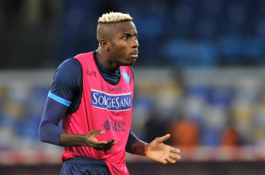 Napoli 'den Victor Osimhen, Napoli ile Verona arasında oynanan İtalya Serie A şampiyonluğu maçında Diego Armando Maradona Stadyumu' nda oynanan maç 1-1 'dir. Napoli, İtalya, 07 Kasım 2021.