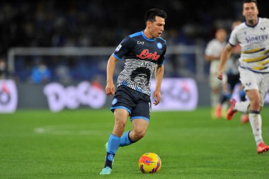 Napoli 'nin Hirving Lozano oyuncusu, Napoli ve Verona arasında oynanan İtalya Serie A şampiyonluğu maçında Diego Armando Maradona Stadyumu' nda oynanan maç 1-1 'dir. Napoli, İtalya, 07 Kasım 2021. 