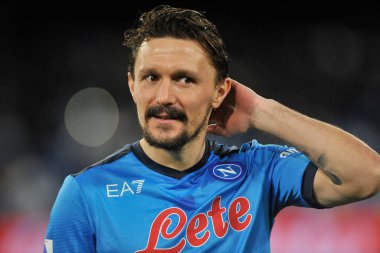 Napoli 'nin Mario Rui oyuncusu, Napoli ile Empoli arasındaki İtalyan Serie A şampiyonası maçında, Napoli 0, Empoli 1, Diego Armando Maradona Stadyumu' nda oynandı.. 