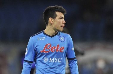 Napoli 'li Hirving Lozano oyuncusu, Napoli - Empoli final maçı sırasında Diego Armando Maradona Stadyumu' nda oynanan Napoli 0, Empoli 1 karşılaşması finalinde.