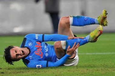 Napoli 'nin Eljif Elmas oyuncusu, Napoli ile Empoli arasındaki İtalyan Serie A şampiyonluğu maçında, Napoli 0, Empoli 1, Diego Armando Maradona Stadyumu' nda oynandı..